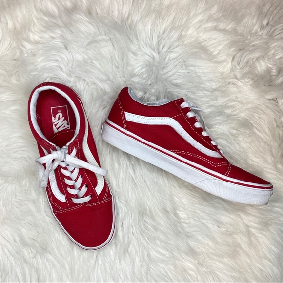 Vans Old Skool Low Top Red & White Unisex Shoes 7 - Picture 1 of 14
